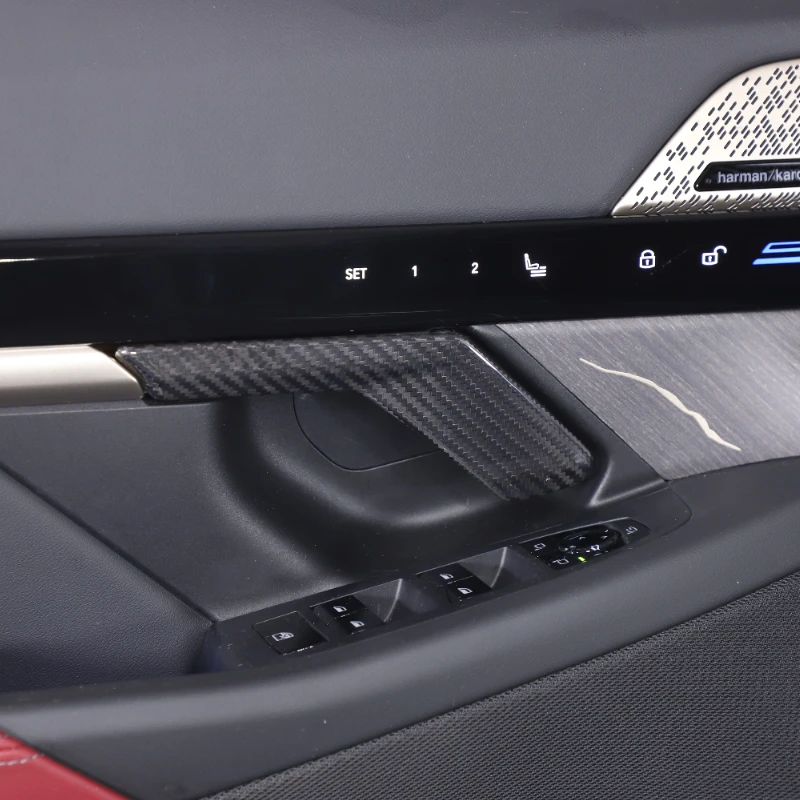 Real Carbon Fiber Auto Tür Innere Griff Dekorative Abdeckung Für BMW 5er G60 2024-2025 Innen Auto zubehör