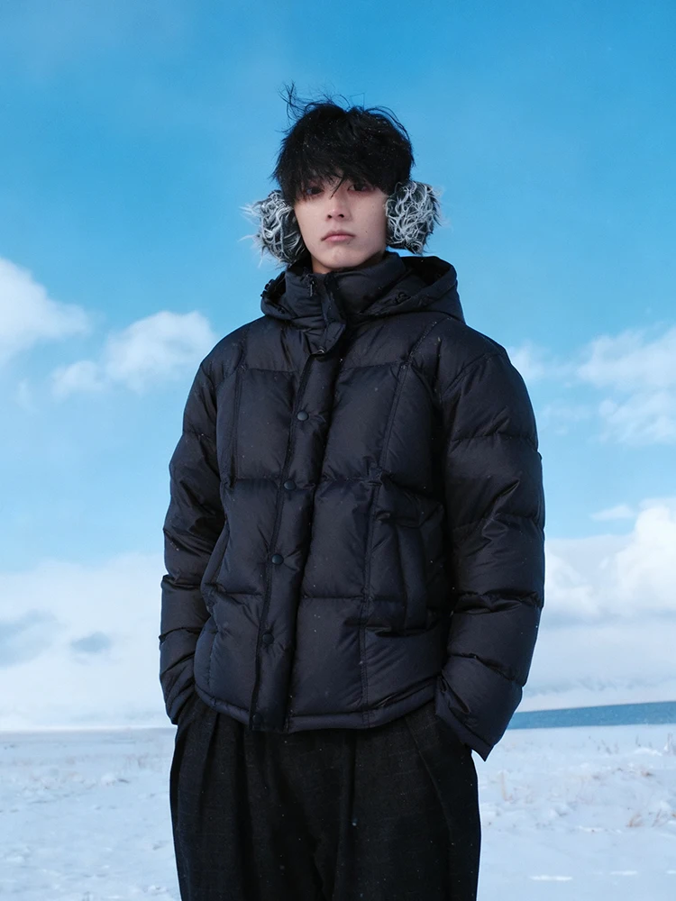 

Мужское теплое зимнее пальто Cleanfit Bla Du down Jaet с ленточным узором, высококачественное американское пальто с капюшоном, несъемное