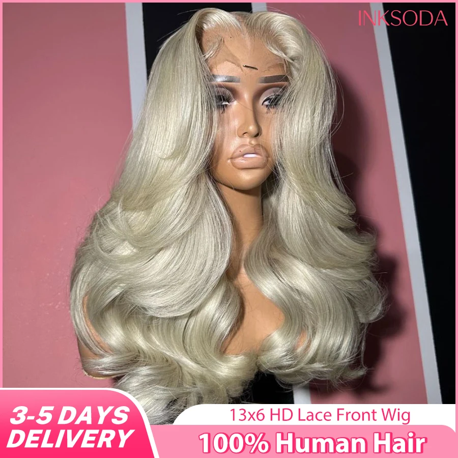 

613 HD 13x4 13x6 Парик фронтальной части шнурка Медовый блондин Парик фронта шнурка Человеческие волосы Бразильская объемная волна 613 Светлый цветной парик Предварительно выщипанный