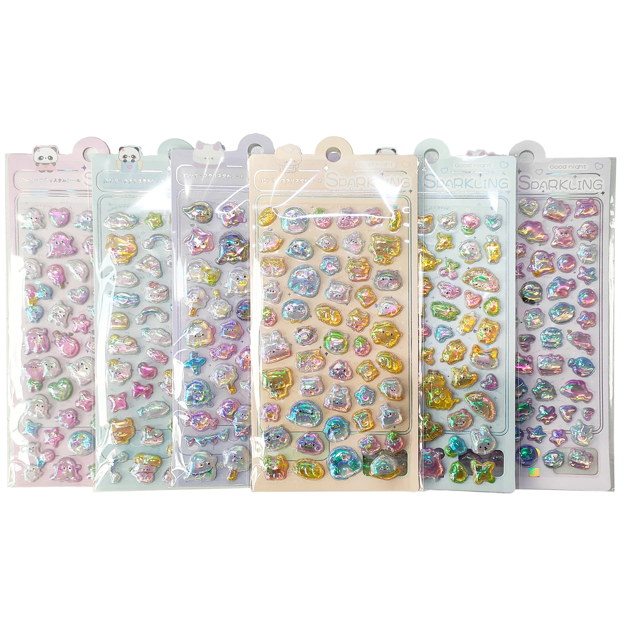 Beliebte 3D-Regenbogen-Relief-Tieraufkleber für Kinder, DIY-Dekoration, Schulbedarf und Geschenk-Kreativität