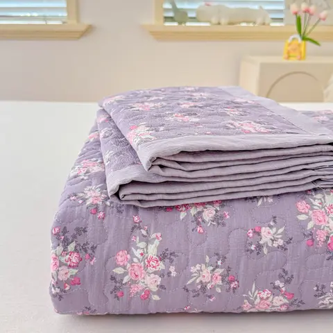 बिस्तर के लिए 1 पीस बैंगनी फूल रजाईदार बेडस्प्रेड मोटी पैचवर्क कंबल सिंगल/क्वीन/किंग फ्लोरल स्टाइल रजाईदार डुवेट सॉफ्ट बेडस्प्रेड 10 best sales सोब्रेकामा - №6