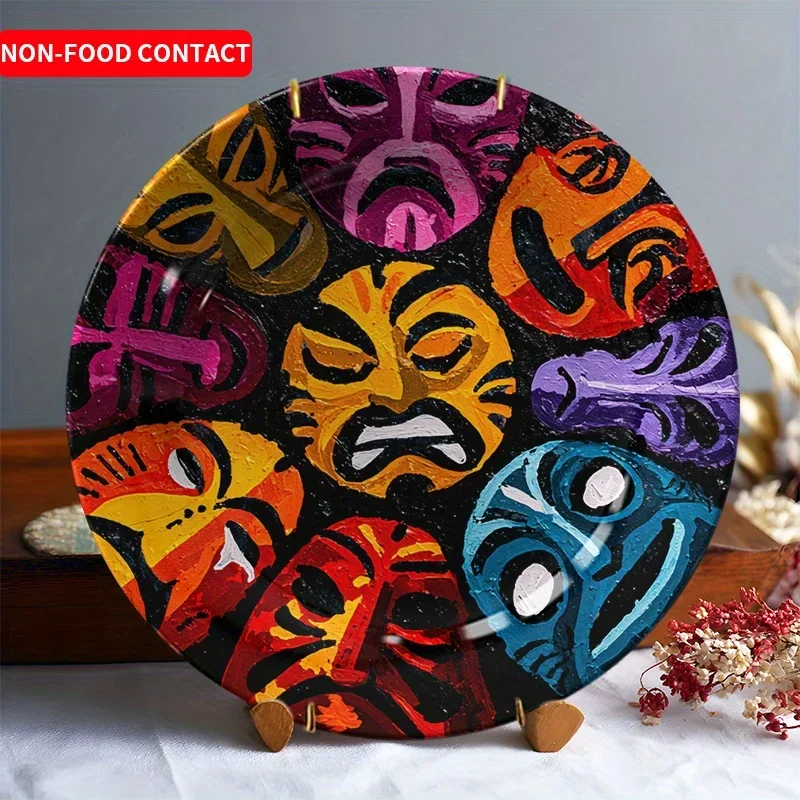 1pc Vibrant Colorful Ceramic Decorative Plate - Artistic Wall Hanging Decor for Home, Living Room, Study - Non-Food Contact,