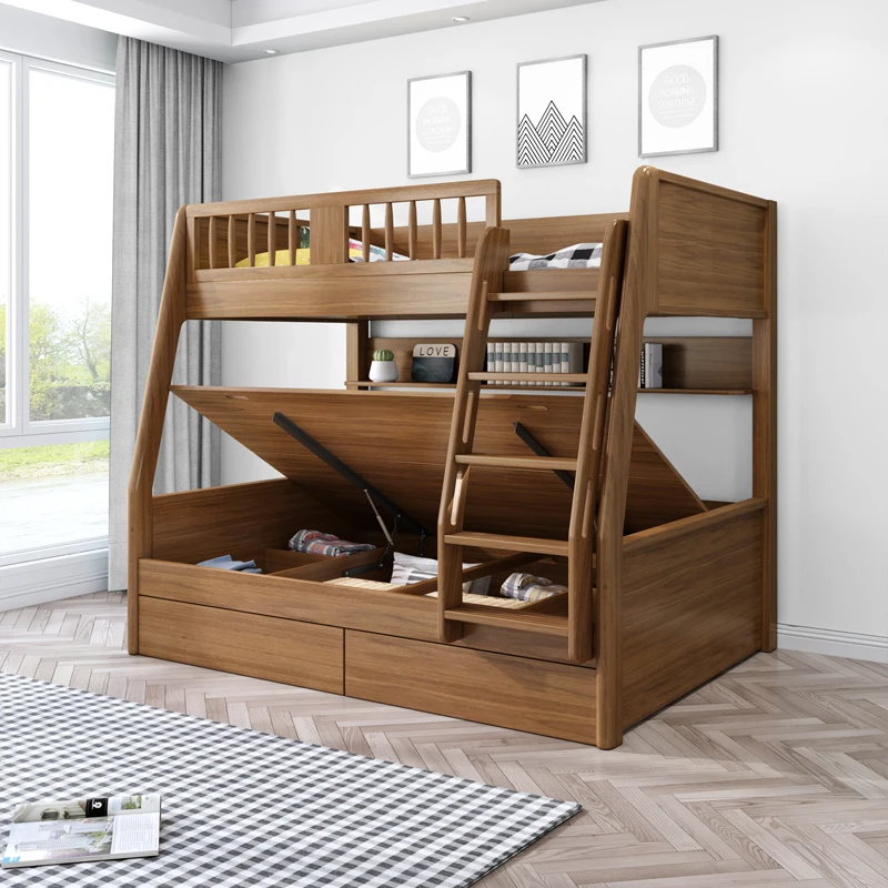 Solid wood up and down bed Mother and child bed Two-layer children's bed Elevated be