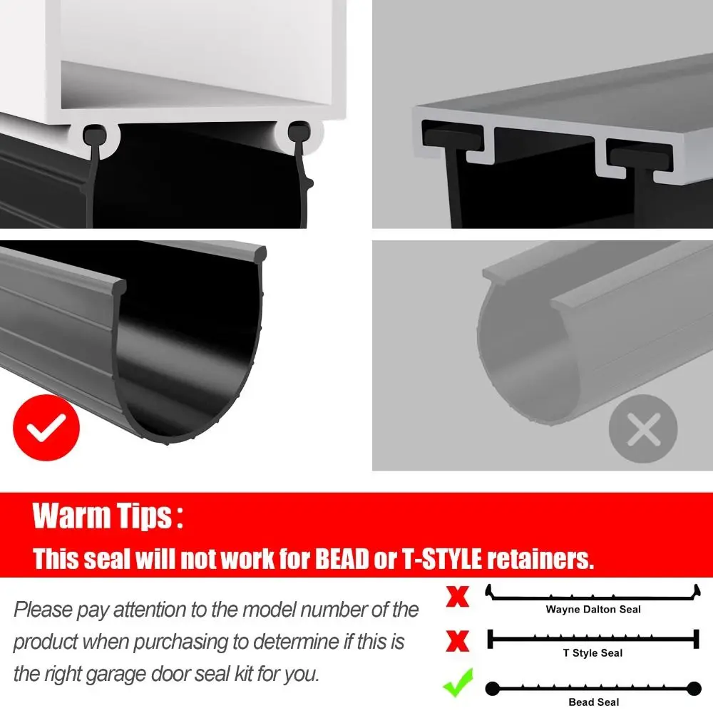 High Quality U-Shape Garage Door Bottom Seal Non-deforming Wear Resistance Weather Stripping Rubber 5m Replacement Seal