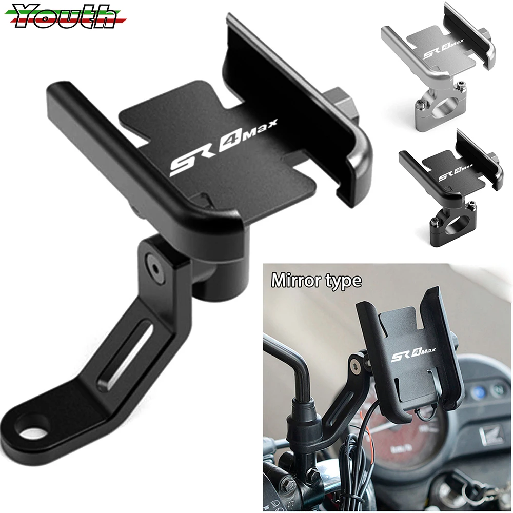 For Loncin VOGE SR4 MAX SR4MAX 2022-2023 Motorcycle CNC Handlebar Mirror Mobile Phone GPS Stand Bracket Holder