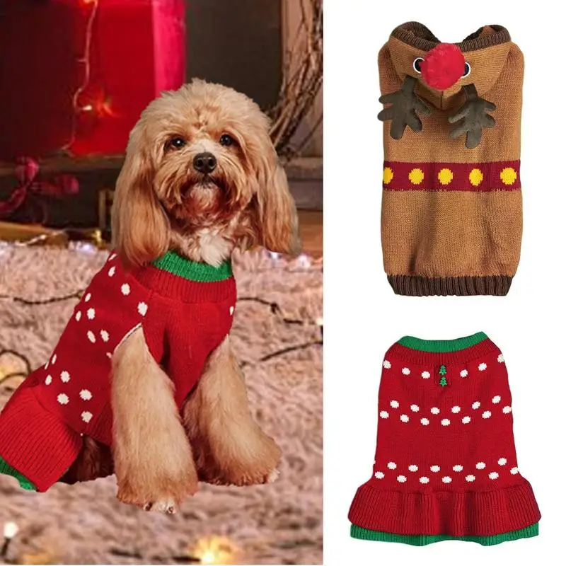 

Winter Christmas Dog Sweater Soft Hoodie Dog Sweater Breathable Pullover Holiday New Year Christmas Clothes Pet Clothing