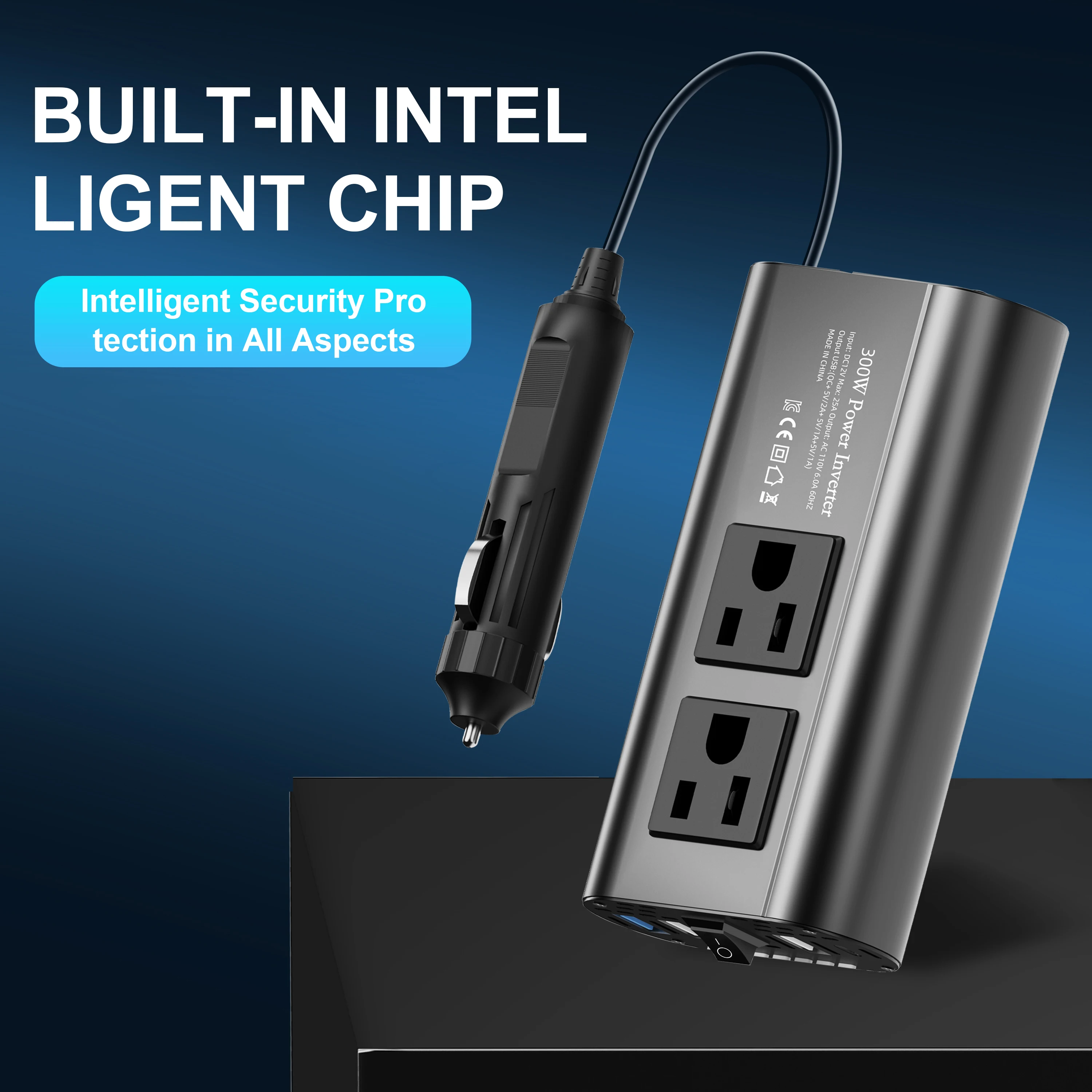 عاكس موجة معدل جديد 2025 مع واجهات USB متعددة وقوة 500 وات مناسبة للهواتف المحمولة