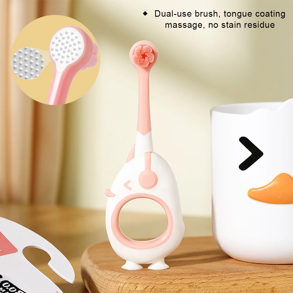 

Зубная щетка для младенцев 0-3 лет, милая детская зубная щетка с мультяшным дизайном, маленькая головка, в индивидуальной упаковке, с присоской на дне, может стоять