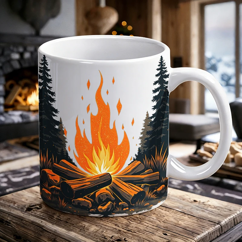 

Теплая и натуральная керамическая кружка для костра, кофейная кружка, чашка для молока, офисная чайная кружка, кружка для напитков, подарок для друзей, устойчивая к выцветанию.
