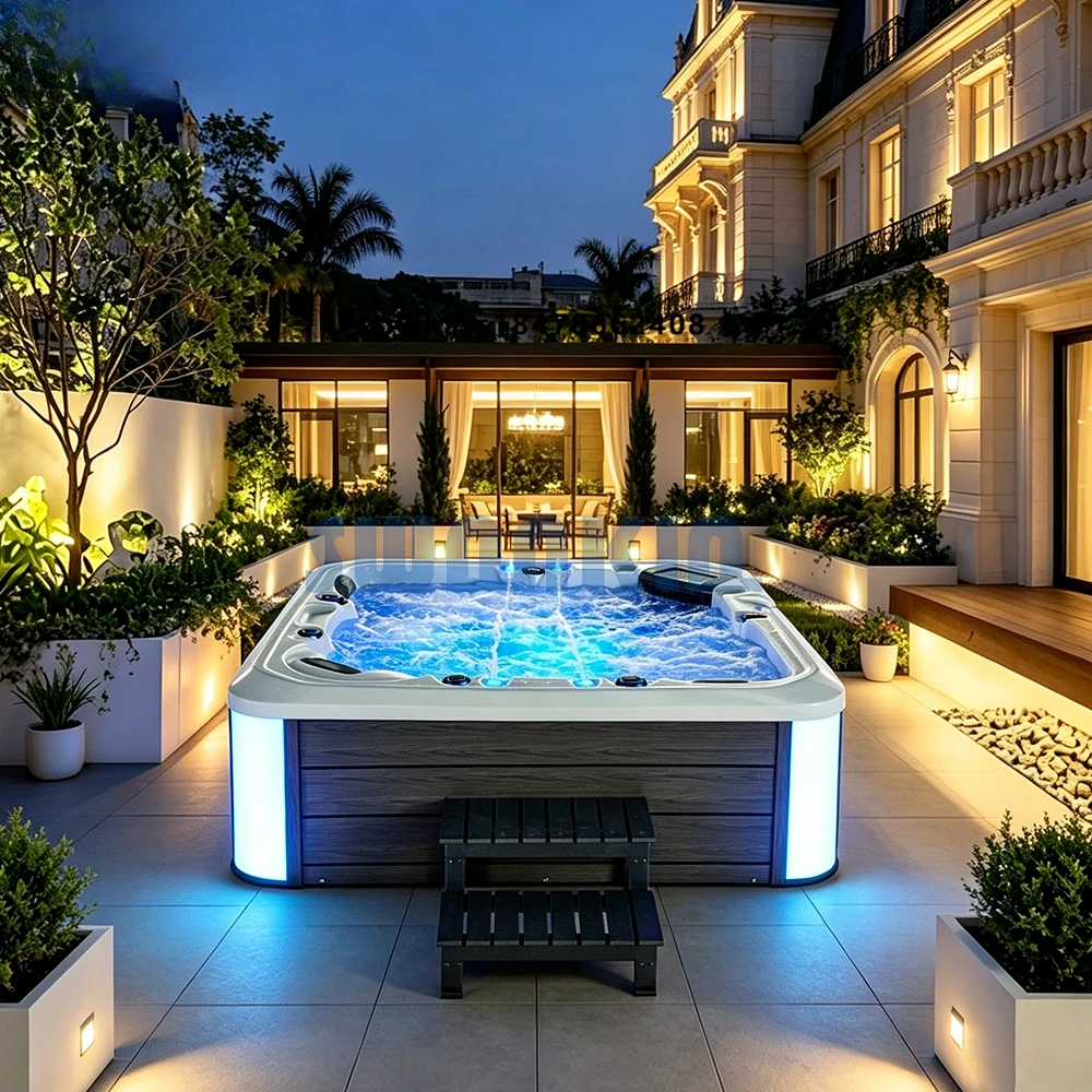Luxurious Modern Spa Bathtub with Air & Whirlpool Massage Acrylic Freestanding Heated Soaking Tub