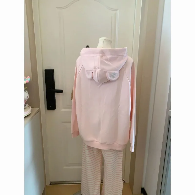 

Женская толстовка Topenomi Sweet Y2k с медвежьими ушками, японский милый мультяшный принт, на молнии, свободная универсальная толстовка с капюшоном, топы