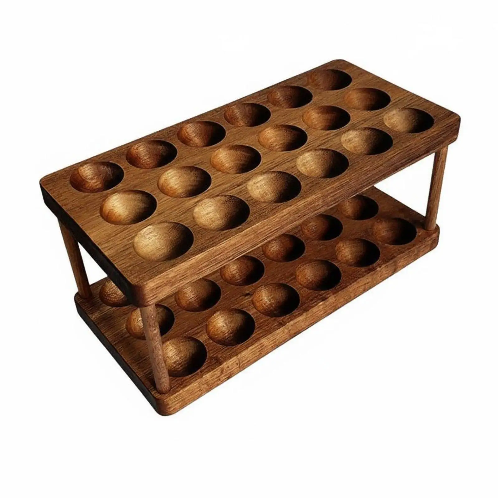 Wooden Egg Tray Two-Layer Wooden Tier Egg Holder Space Saving for Chicken Owners, Pantry