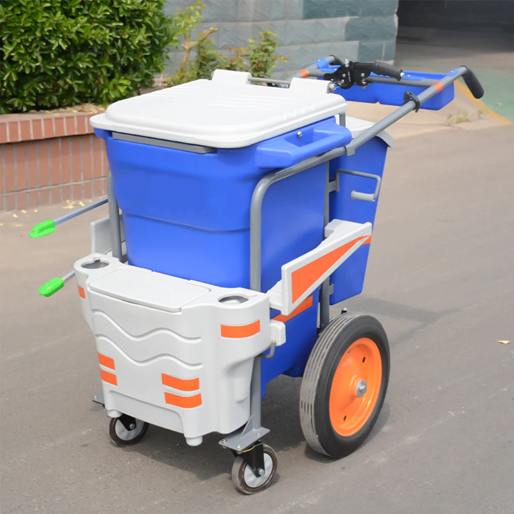 Hand Push Hospital Hotel Janitorial Cleaning Mobile Cart Outdoor Sanitation Vehicle Trolley Cleaning Products Cleaning Carts