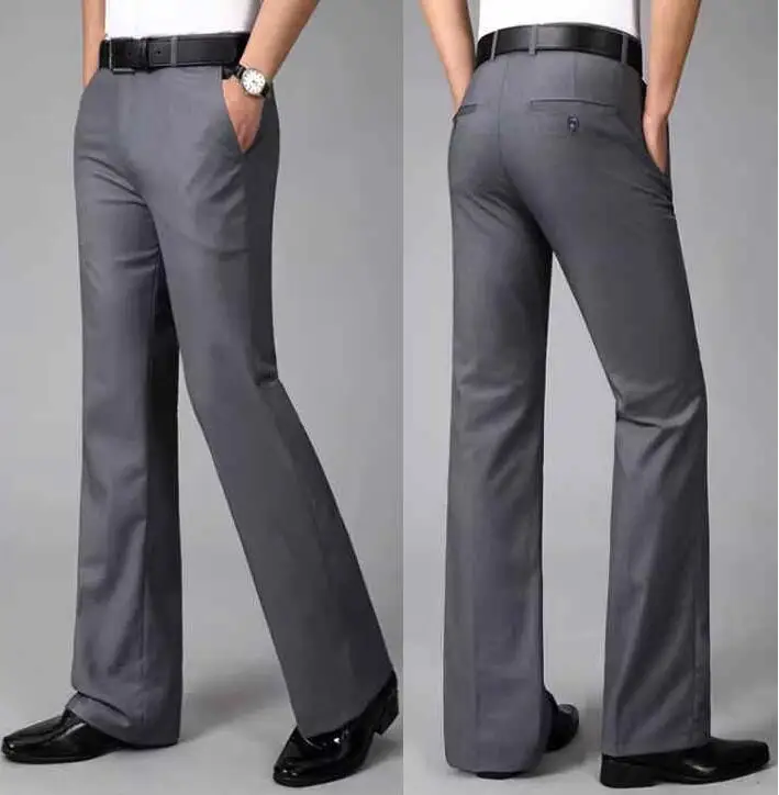 New Fashion Casual Flare Pants For Men Business Trousers Non Ironing Slim Fit Wide Leg Suits Pants Size 28-37