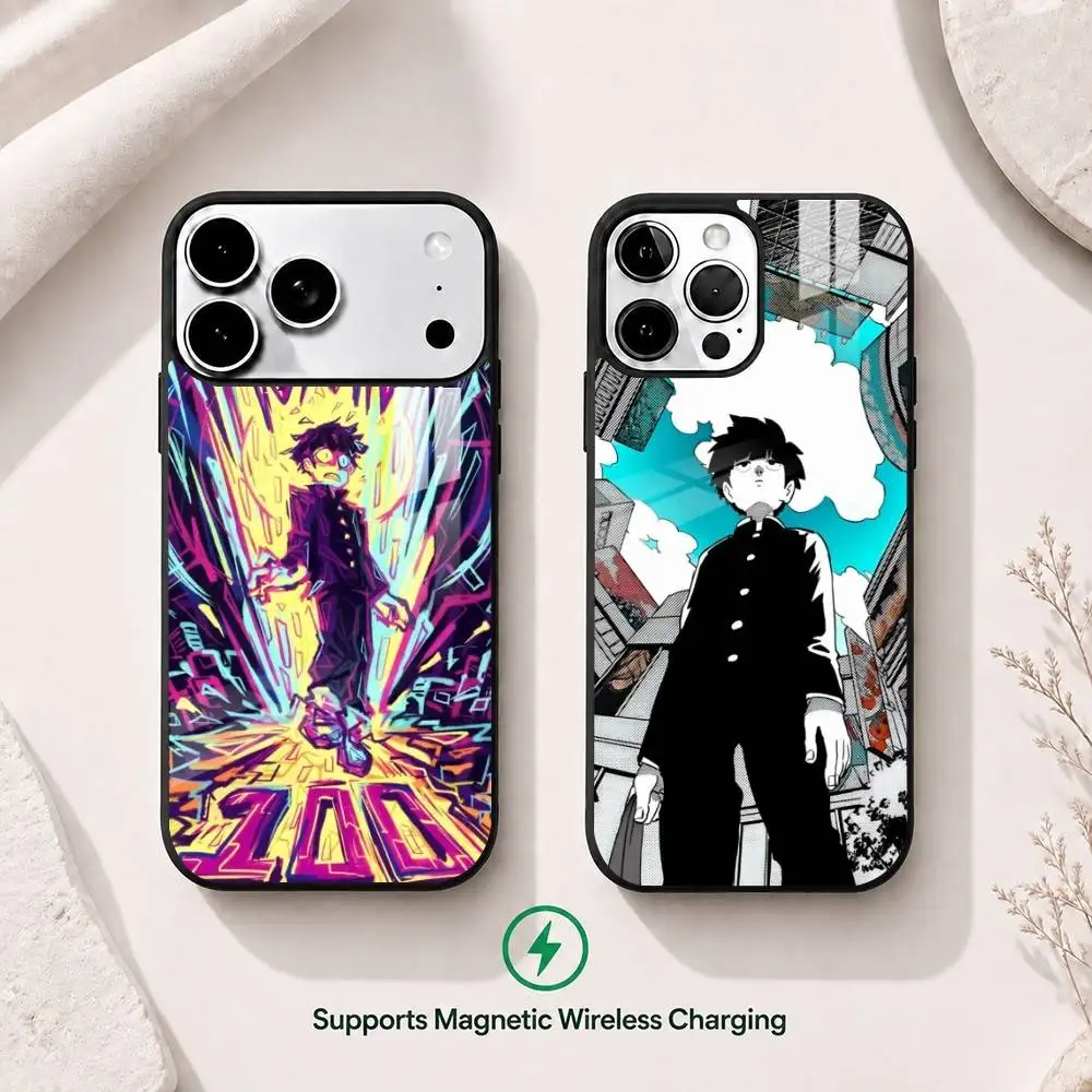 

M-Mobs P-Psycho 100 Anime Phone Case For iPhone17,16,15,14,13,12,11 Plus,Pro Supports Magnetic Wireless Charging