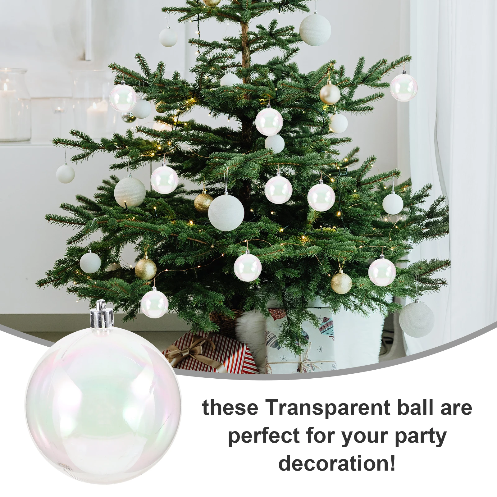 

12pcs Christmas Balls Ornaments Bubble Plastic Xmas Tree Hanging Transparent Party Decor