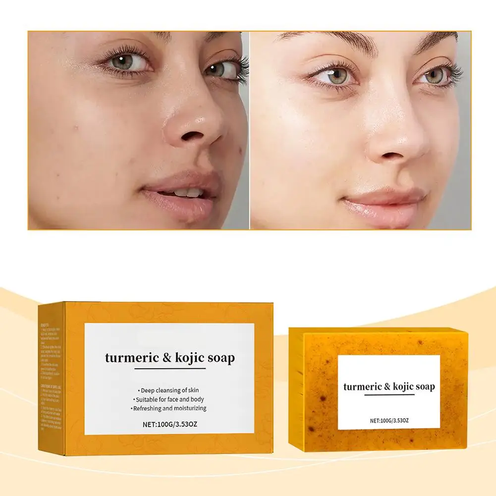 Sabonete Limpeza Essência Cúrcuma Limão, Bloco Limpeza Natural, Pele Iluminante, 100g