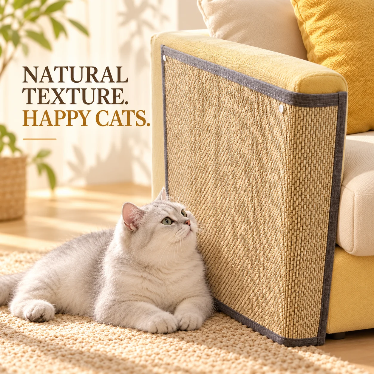 Natural Bamboo Woven Cat Scratching Pad, Vertical Wall Protector Mat, Lightweight Scratch Board for Cats, 30x40/40x60/50x80cm