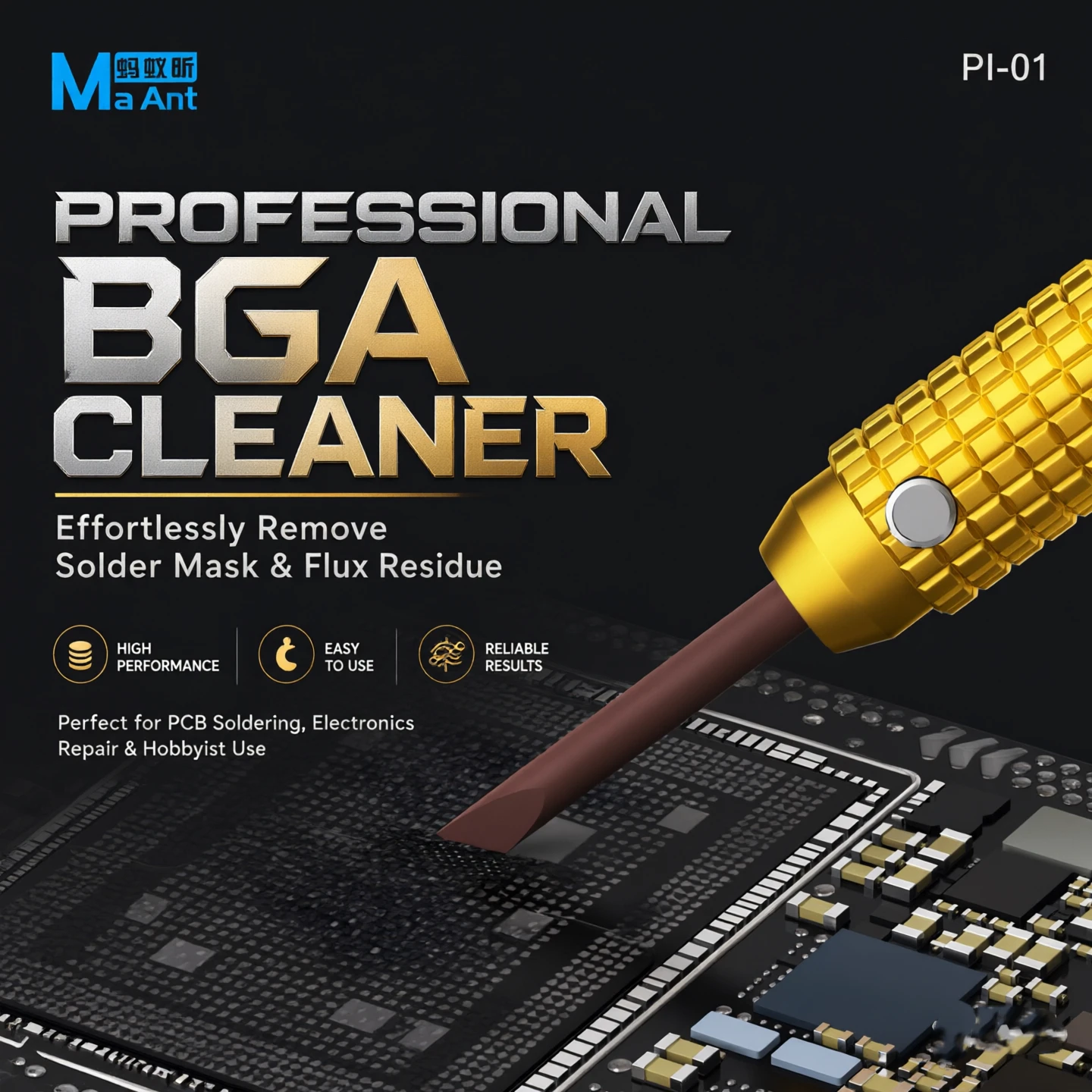 MaAnt PI-01/02 Degumming Knife Set for Electronics Repair Motherboards CPU IC Solder Pads Black Adhesive Adhesive Removal Tools