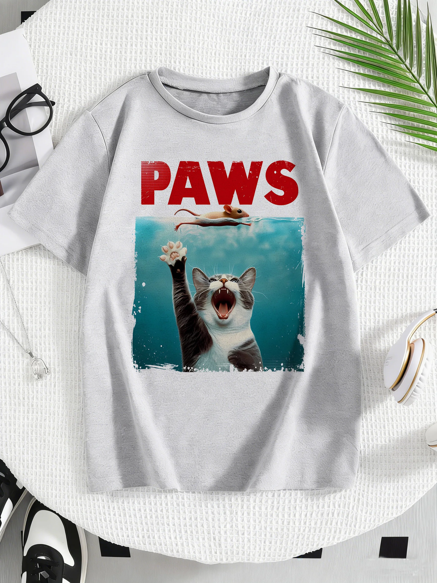 Swin Cat Design Printed T Shirts Kids Children's T-shirt Boys Girls Summer Spring Casual Top Tee
