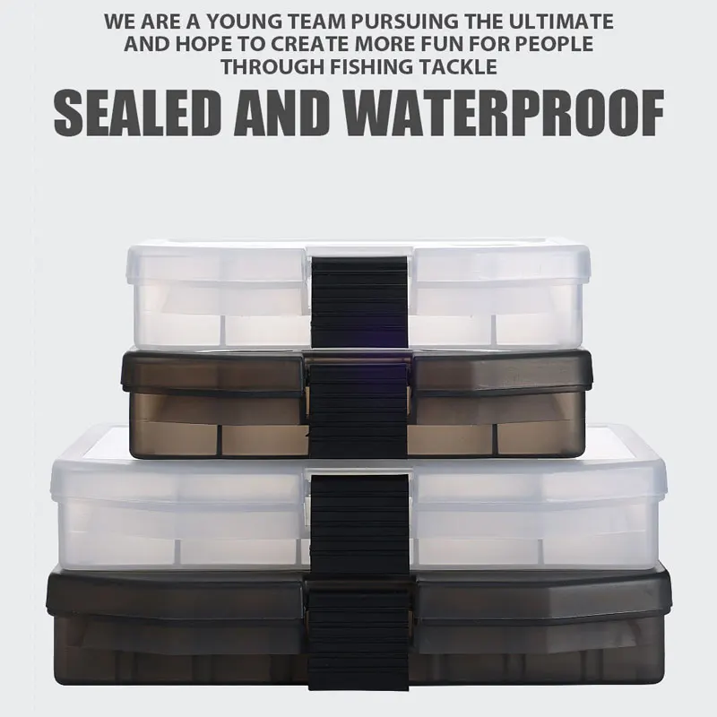 Visible Fishing Lure Box 5 Grids Compartments Organizer Container Fishing Tackle Box Bead Screw Holder Case Frosted Plastic