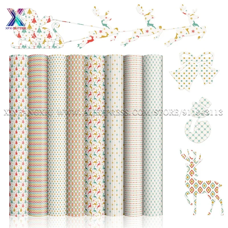 XFX HTV Christmas Heat Transfer Vinyl Htv Iron on Vinyl Bundle 50CMx25M Decor T-shirt Clothing Film Vinyl HTV Clothing Film