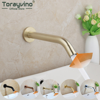 Torayvino Black Chrome Bathroom Faucet Wall Mount Sensor Faucet Automatic Hands Free Touch Sensor Basin Sink Tap Faucet