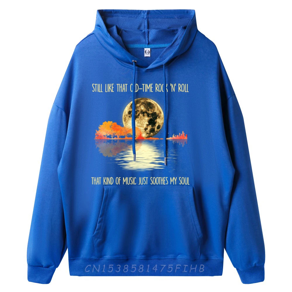 Still Like That Old Time Rock N Roll Guitar Moon Tree Hippie Clothing Mens Hoodie Large Size