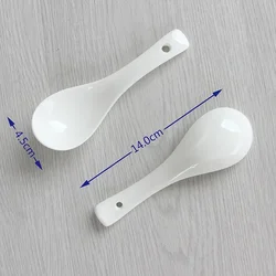 Pure white ceramic soup spoon