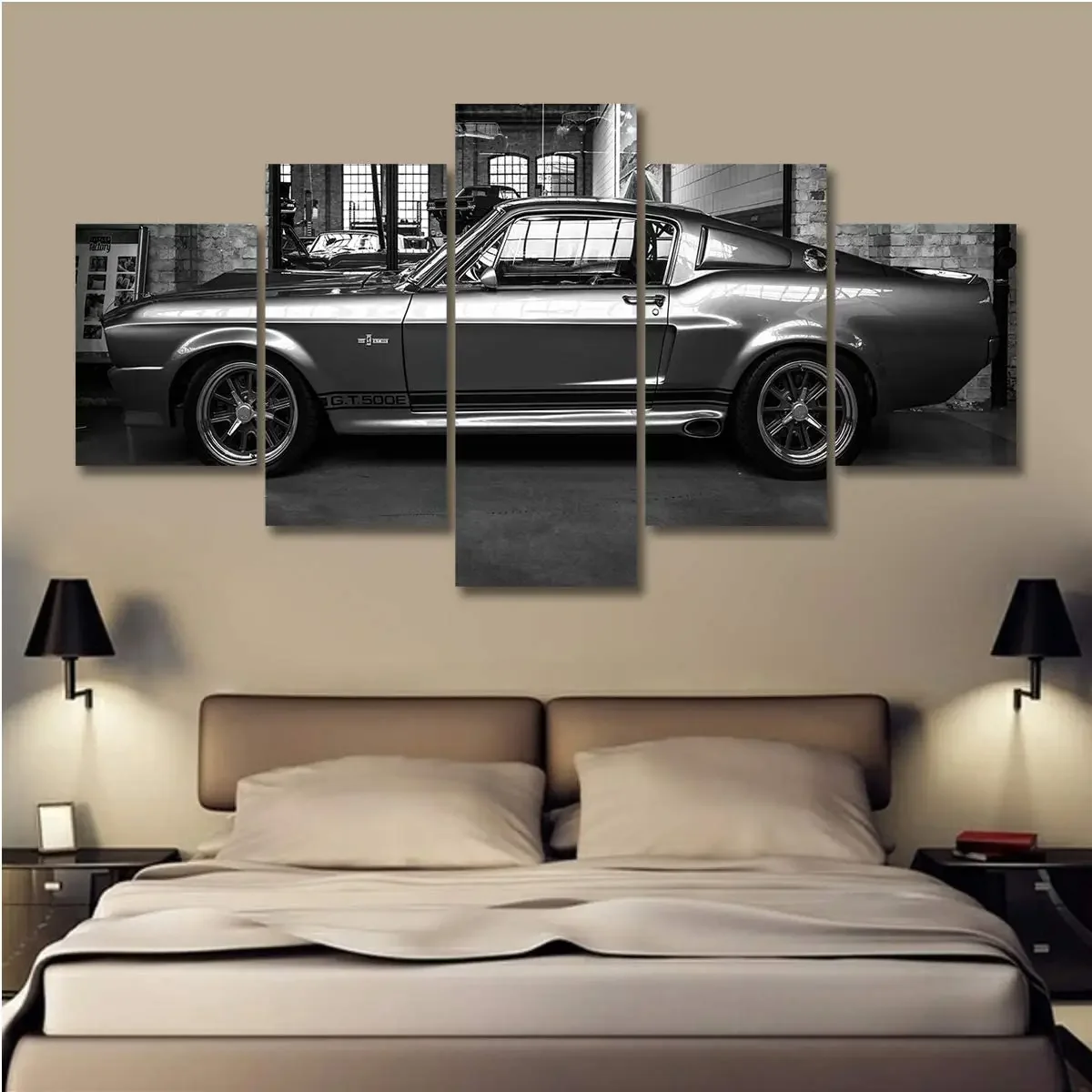 No Framed Canvas 5Pcs Retro Ford Savage GT500 Eleanor Car Wall Art Posters Pictures Home Decor Paintings Decorations