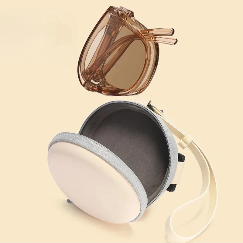 

Складной круглый чехол для хранения солнцезащитных очков, портативная дорожная сумка для хранения кабеля, водонепроницаемая сумка для наушников, модная сумка для очков