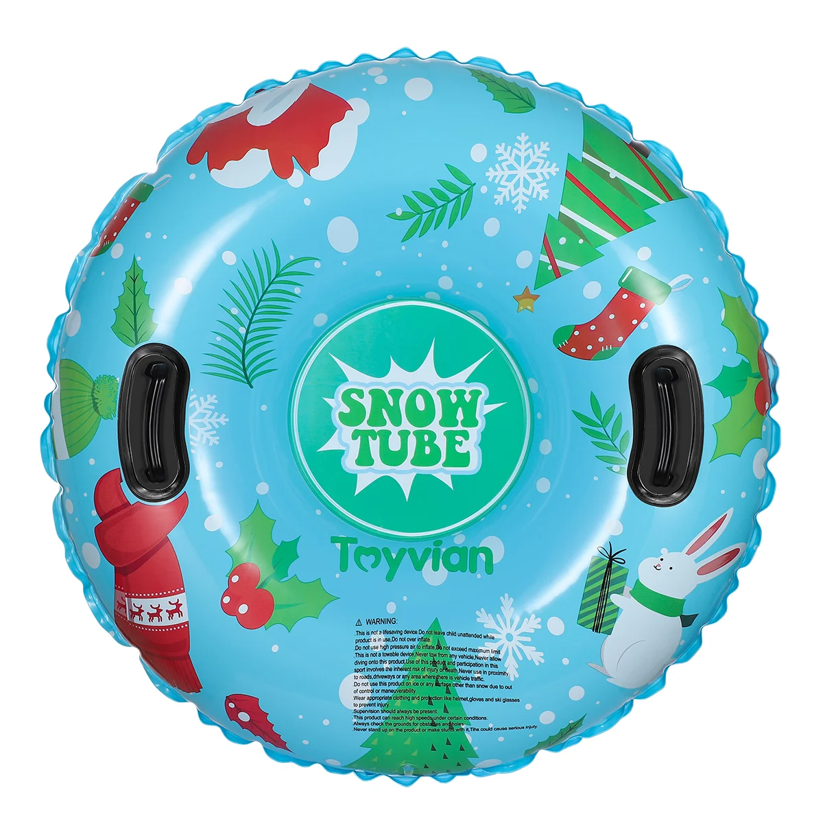 

Toyvian 94cm PVC Kids Snow Tube Inflatable Round Snow Sled with Handles for Skiing Skating Snow Games