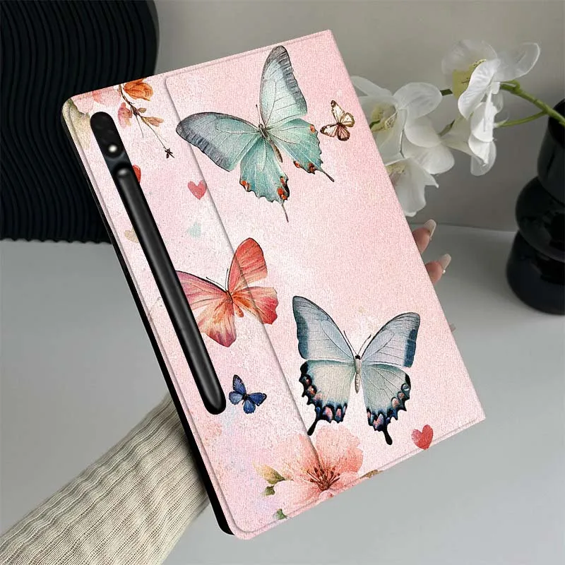 

Чехол для планшета с рисунком бабочки и розовыми цветами для Samsung Galaxy Tab S7 S8 S9 S10 FE Lite