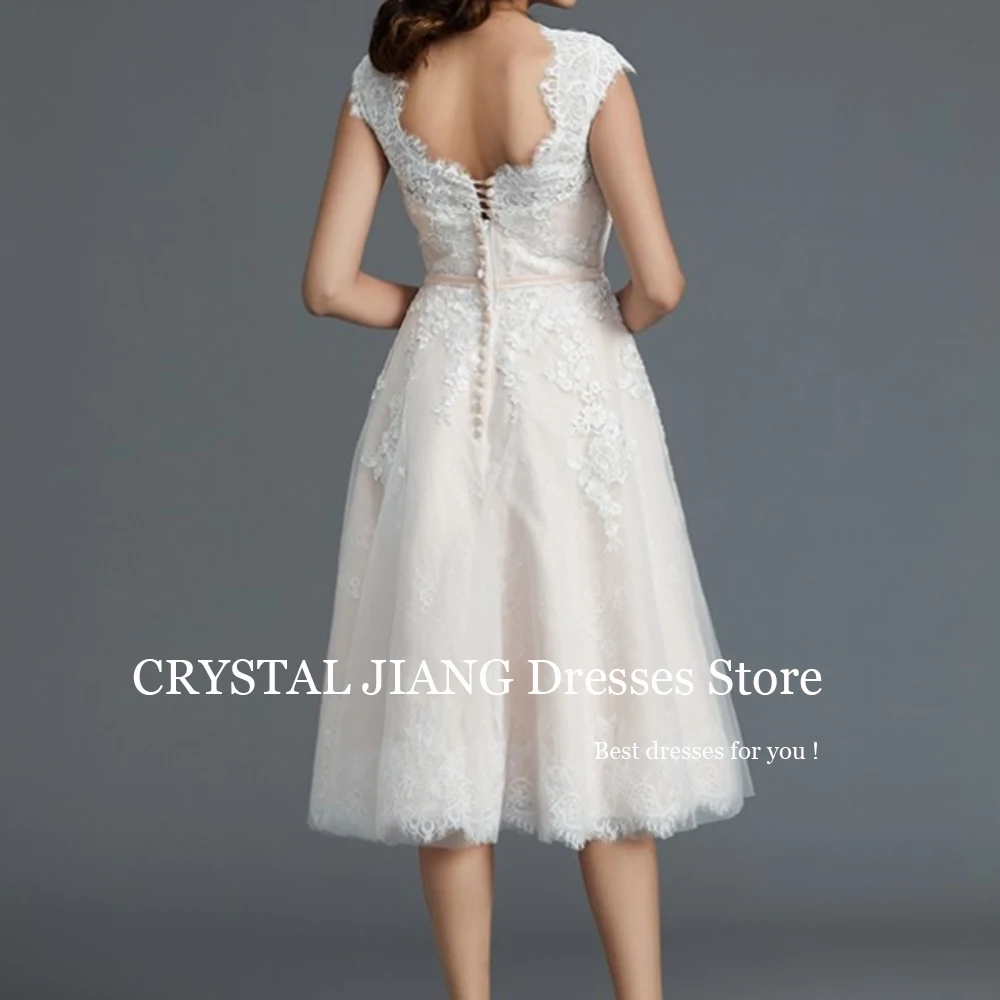 Elegant Short Wedding Dresses Boat Neck Tulle Sleeveless A Line Knee Length Robe De Mariée 2024 Bridal Gowns