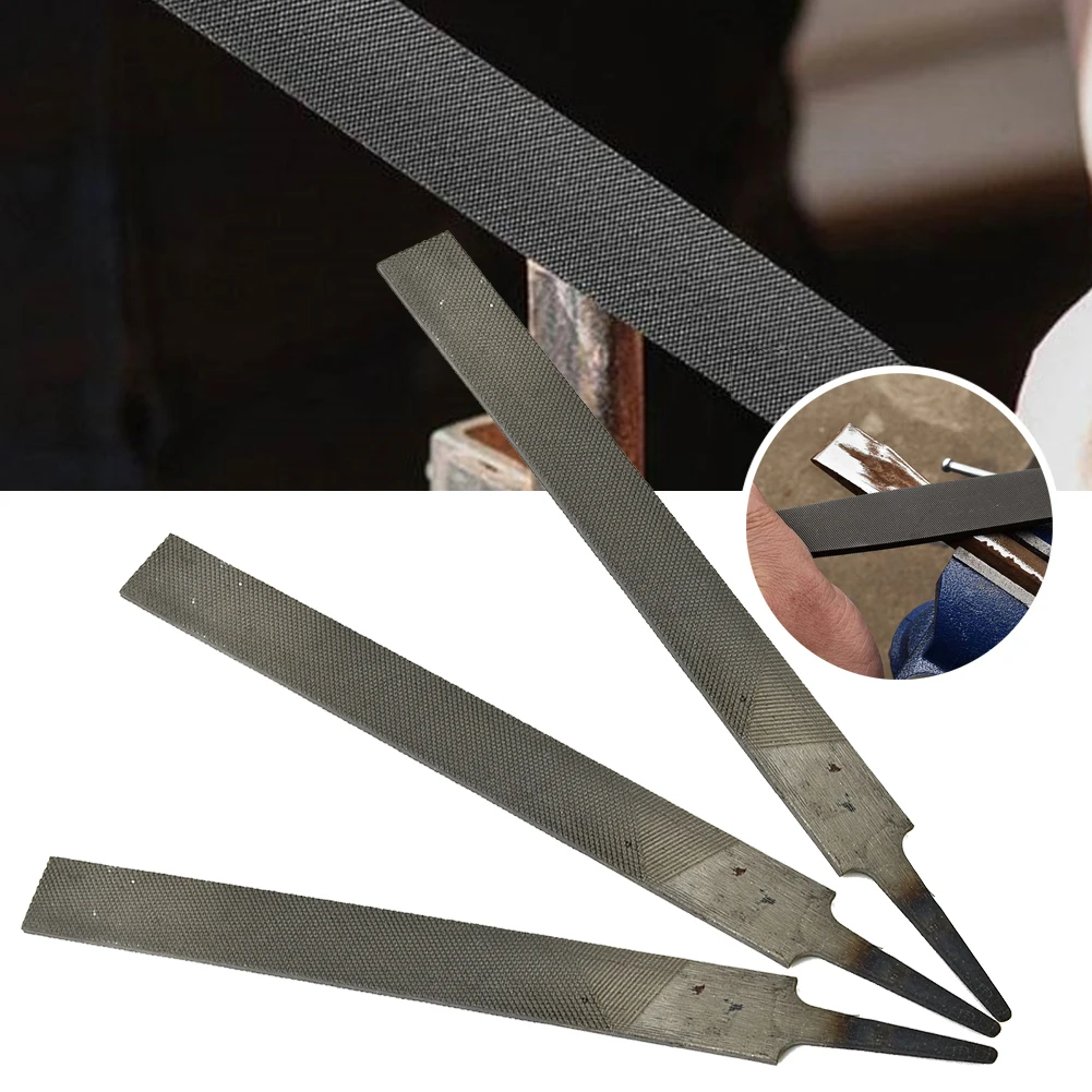 3pcs 6 Inch 150mm Medium Toothed Steel Files Set Without Handle Flat Files Metal Files For Metal Wood Woodworking Craft Tools