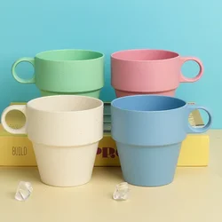 Wheat straw water cup ironing non-slip handle cup Household plastic insulated mug Simple plastic cup