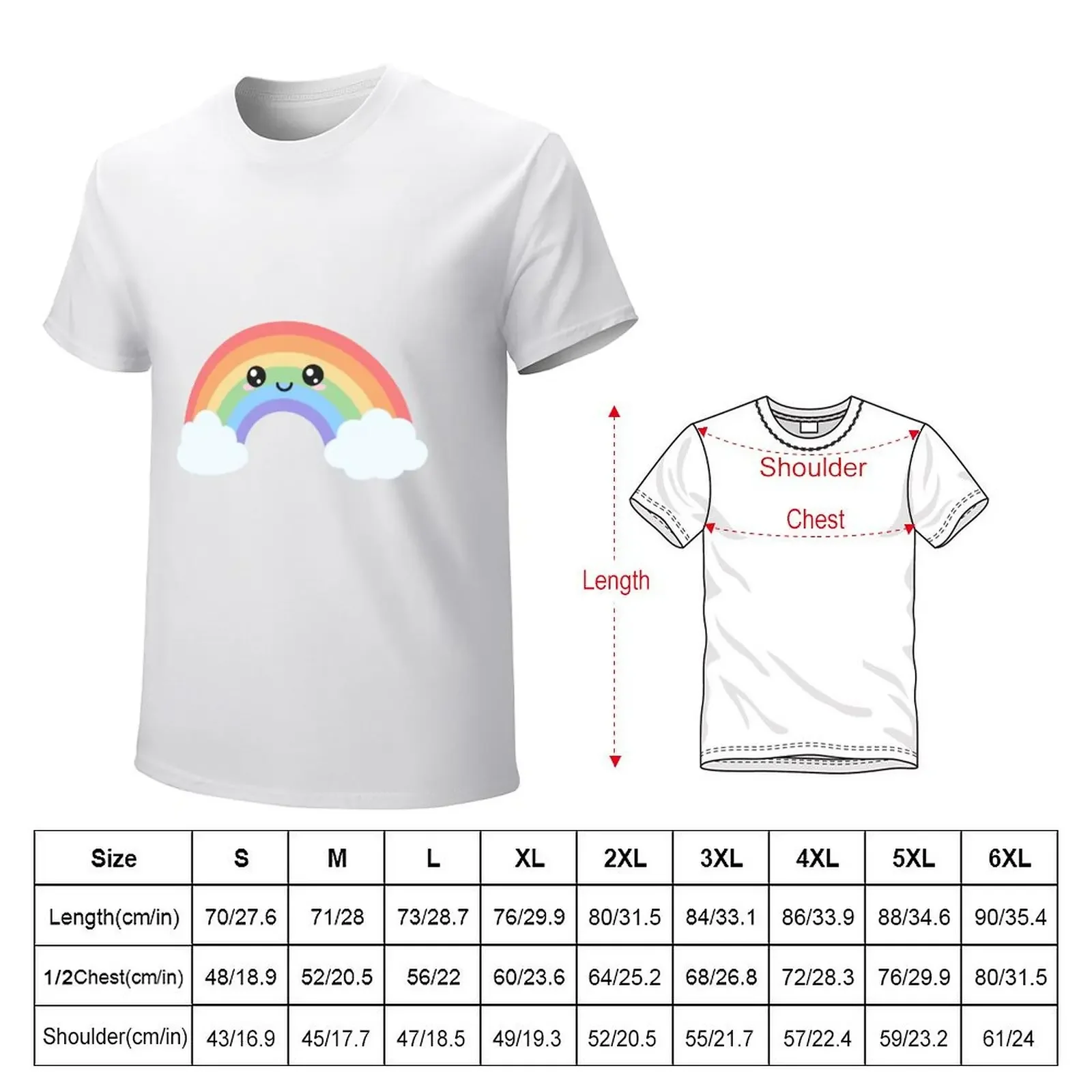 Rainbow Pastel Happy Blushing Smiling Clouds T-Shirt sweat essential t shirt man clothes mens t shirts top quality