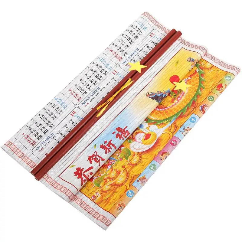 Calendário de ano novo 2024 dragão chinês ano parede pendurado calendários tradicional decoração do ano lunar para casa com ano do dragão