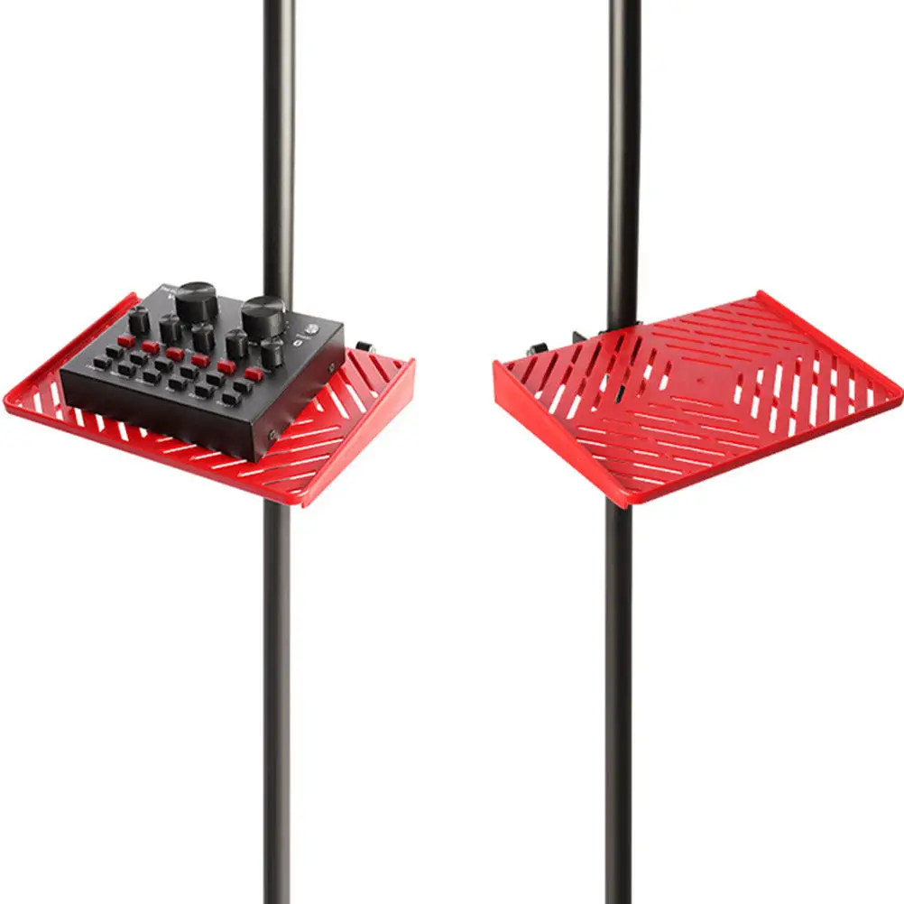 2Pcs Live Streaming Microphone Stand Tray Adjustable Height Multi-Functional Sound Card Holder Shelf for Karaoke Outdoor Use