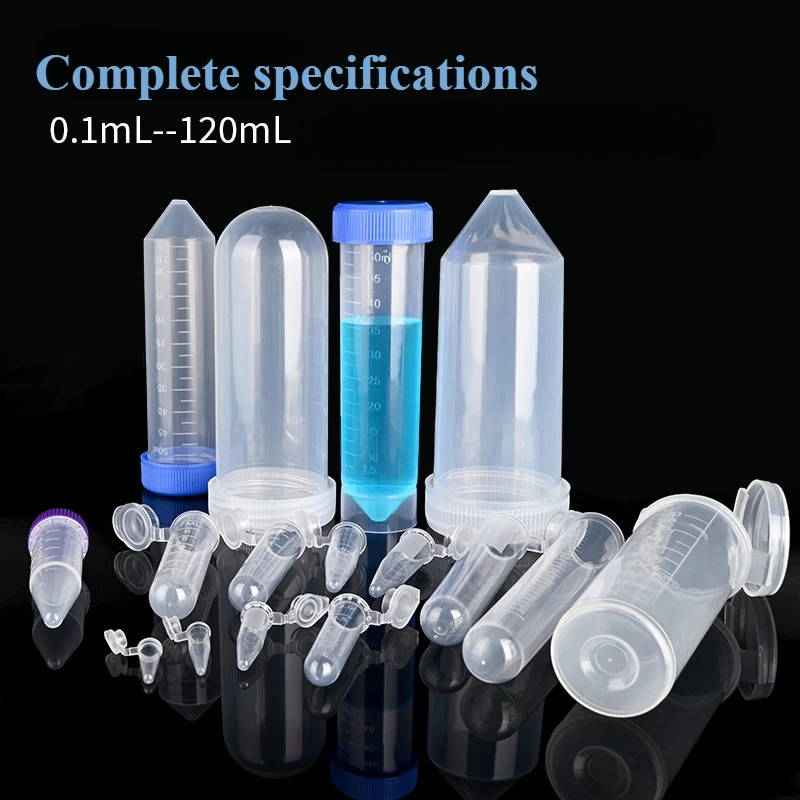 Botellas de plástico para almacenamiento de semillas de jardín, contenedor de tubo de centrífuga con tapa, accesorios de prueba de laboratorio de ciencia, transparente, 0,1-30ML