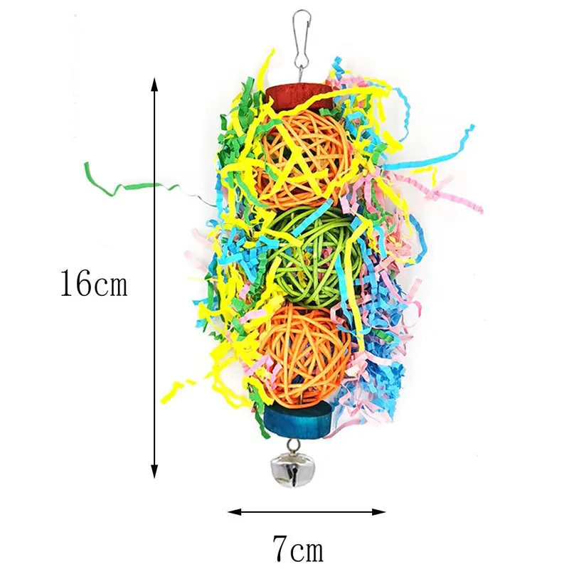 14PCS parrot nibbling toy, bird cage accessories, bird supplies, corn hanging parts, rattan balls, paper bird toys