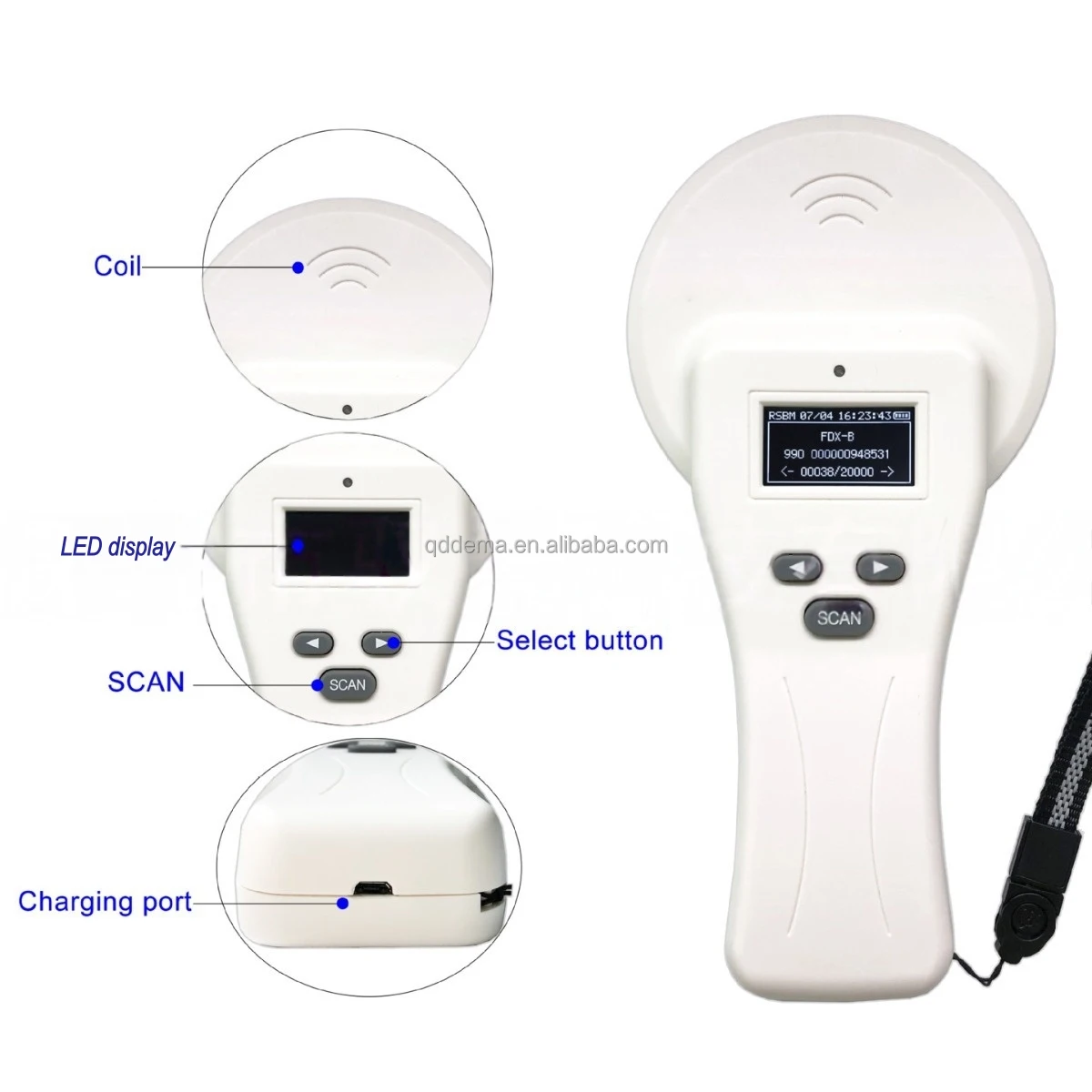 134.2kHz FDX-B HDX Ear Tag Reader RFID Data Export Animal Ear Tag Scanner Connect with Livestock Management Software Data Sync
