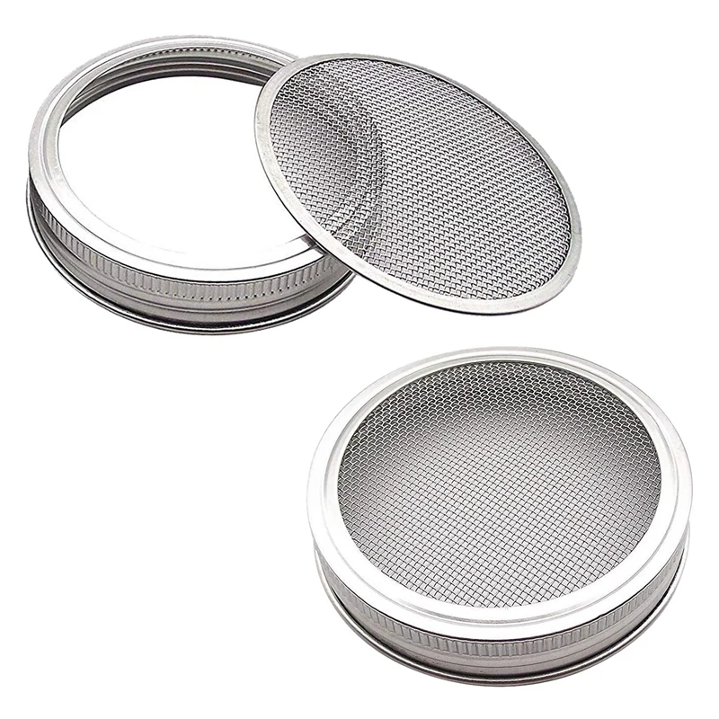 Set Of 2 Stainless Steel Sprouting Jar Lid Kit For Superb Ventilation Fit For Wide Mouth Jars Canning Jars For Making Organic Sp