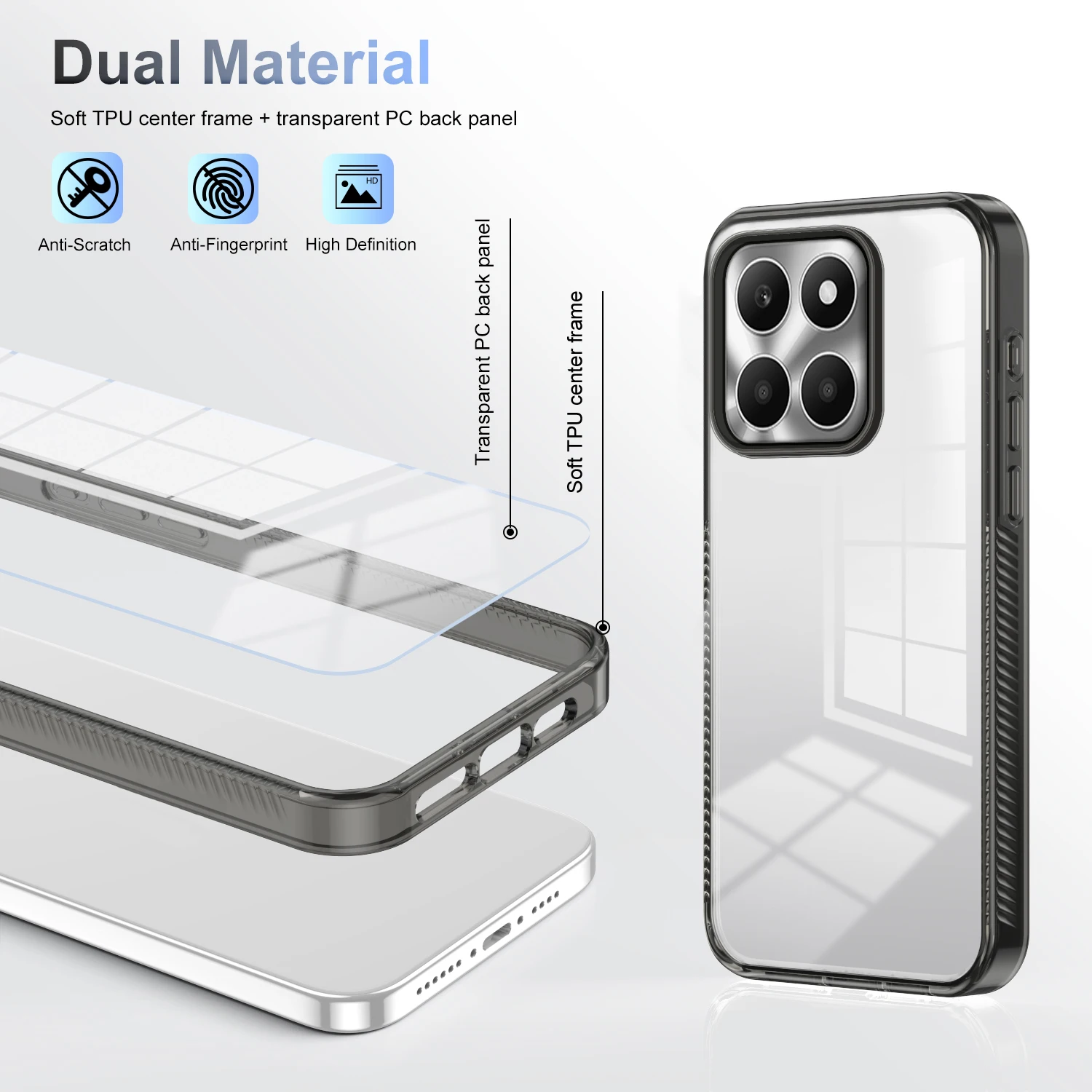 Honor X6A X7A X8A X9A X8B X9B X6 X8 MAGIC 6 Lite custodia per telefono per Huawei P60 Pro custodie protezione Anti-fal paraurti Cover posteriore