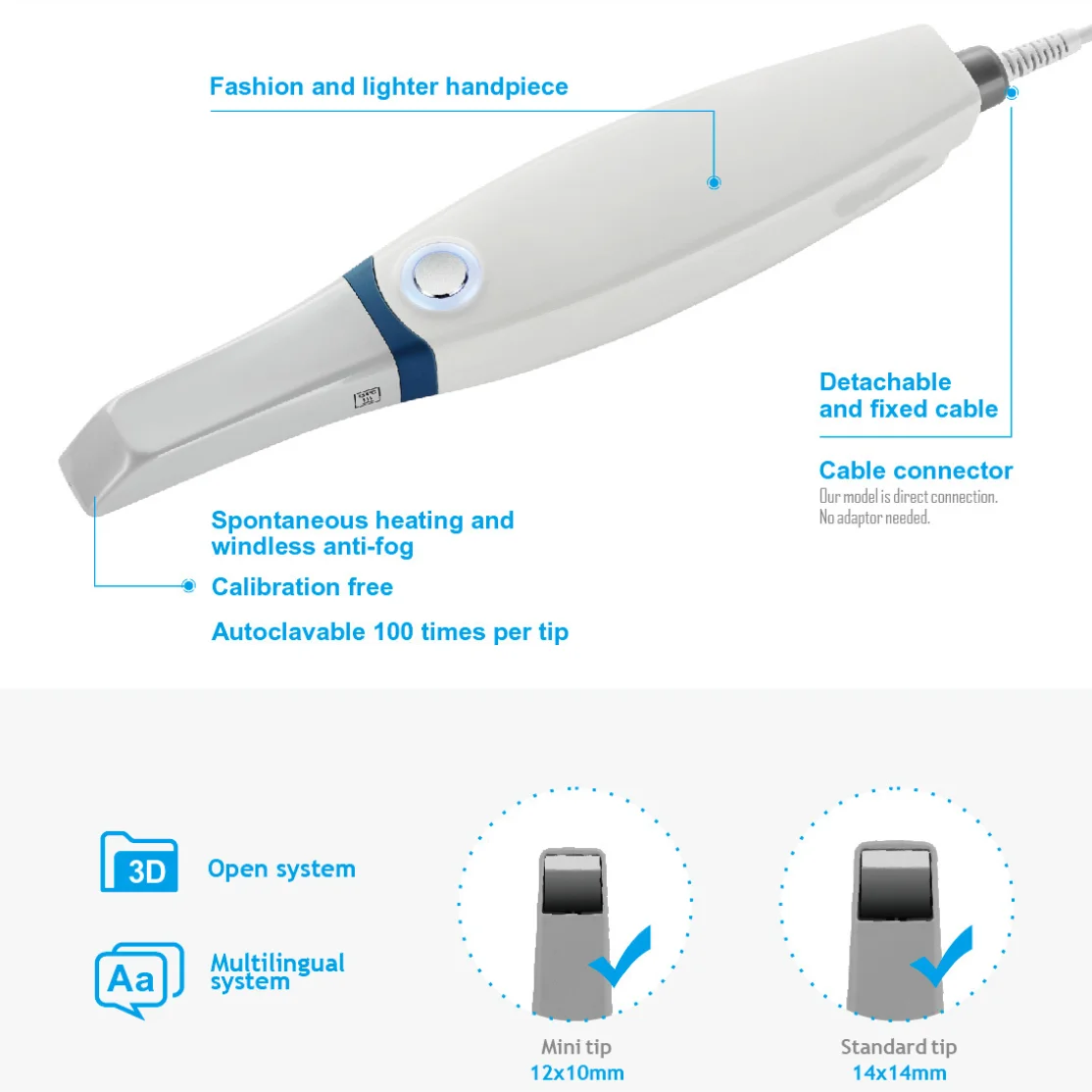 V3 Pro Dental Intraoral 3D Scanner With Free Software Calibration Free and Ortho Simulation Cmos Technology Type-C Port