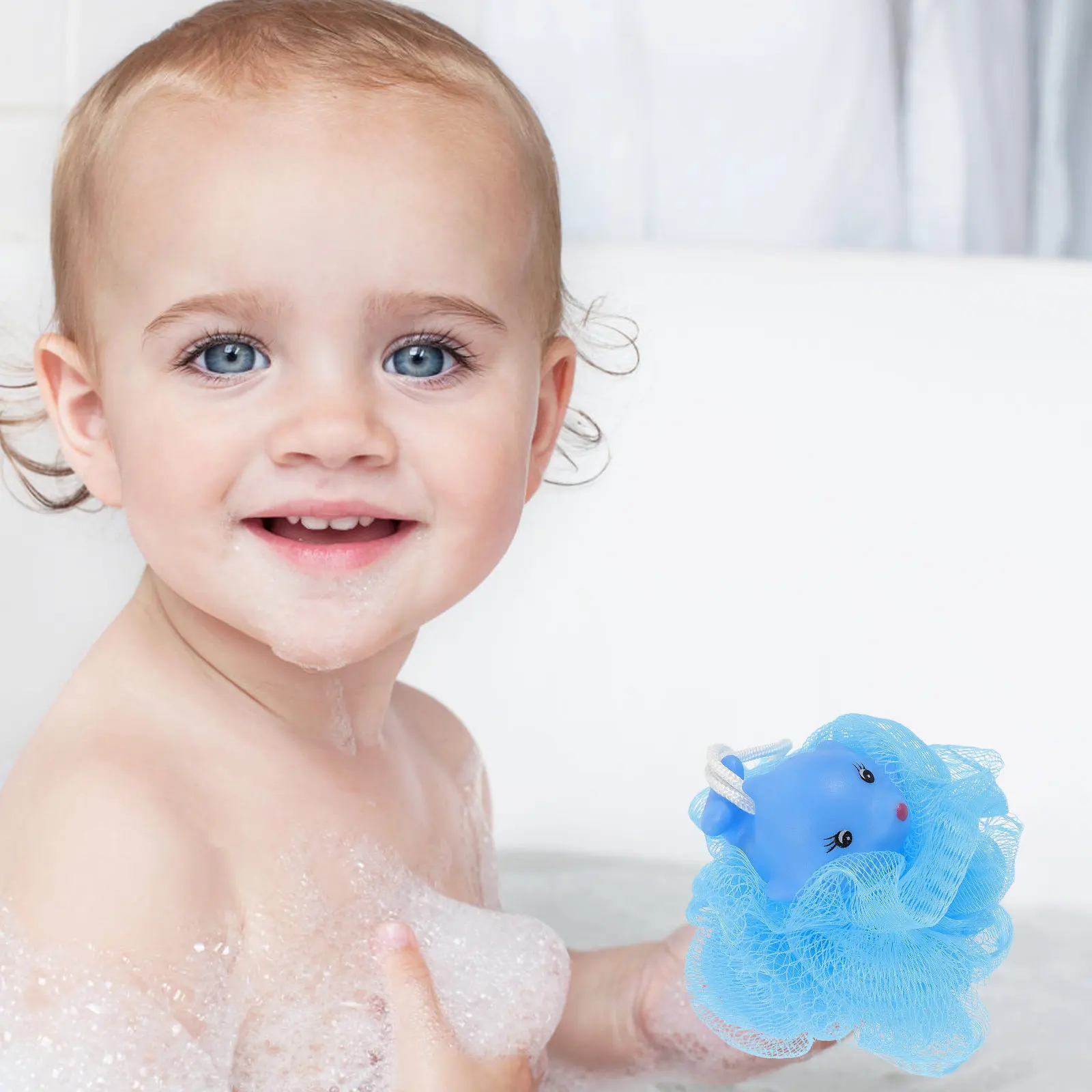 

Мягкая сетчатая губка для душа в форме животного для детей с ремешком для подвешивания, обильно пенящаяся, для купания