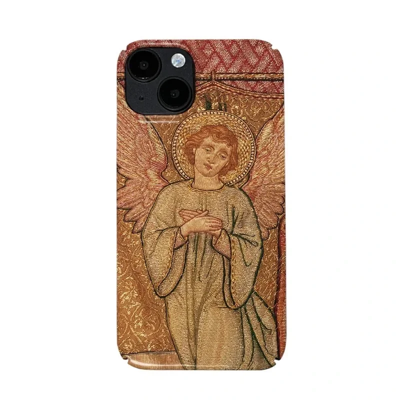 luxury Clmj Angel Embroidery Art Phone Case for iPhone 16 15 14 13 12 11 Pro Max X XS XR XSMax 8 Plus Glossy Film Hard PC Cover