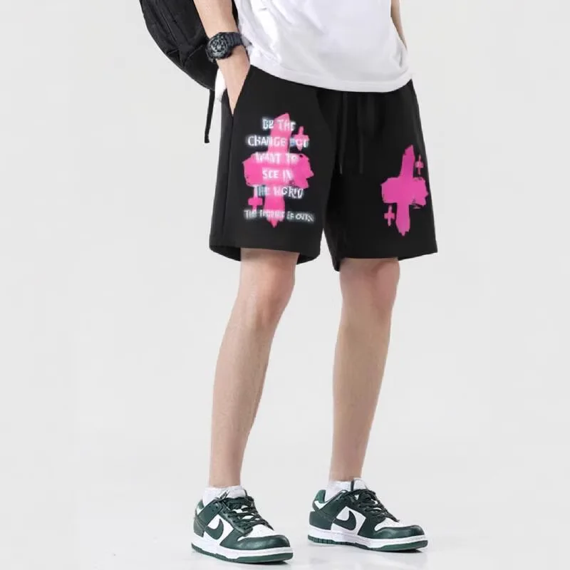 Pantalones cortos con estampado de letras para hombre y mujer, Shorts Y2k Harajuku de secado rápido con cordón para gimnasio, Shorts de Fitness de gran tamaño a la moda, bañadores de verano