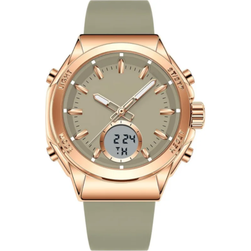 Reloj de pulsera para mujer, relojes deportivos impermeables para mujer con correa de silicona suave, reloj de moda para mujer con pantalla digital analógica dual