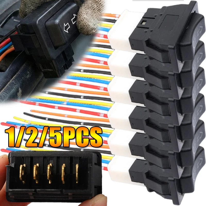 

Car Switch Connector Accessories Universal Window Lift Switch 5-Pin DC 12V/20A with Blue/Red Indicator Lights and Wiring Harness